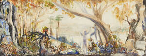 
	
		Mikhail Matveevich Plaksin,
		Russian 1898-1965-
		 
		Two figures in a landscape,...