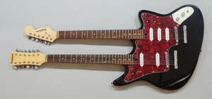 
	
		A Hutchins double neck electric guitar, with 6 and 12 strings, each with 22 frets, single...