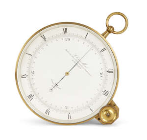 
	
		A late Victorian brass aneroid barometer, by Luis Pascal Casella, late 19th century, the...
