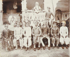 
	
		Six monochrome photographs of Indians and Indian architecture, India, 19th century,...
