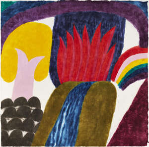 Carol Summers, 
		American 1925-2016- 
		 
		Puna Vida; 
		 
		woodcut printed in colours on thin wove, signed, titled and numbered 119/125 in pencil, s