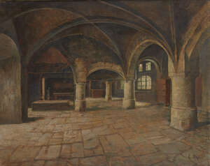 
	
		Emil Uhl, 
		German 1864-1945- 
		 
		View of a wine cellar; 
		 
		oil on canvas,...