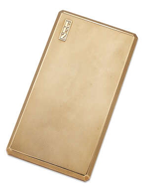
	
		Alfed Dunhill,  9ct gold cigarette case by  Alfred Dunhill, 1956 the rectangular...