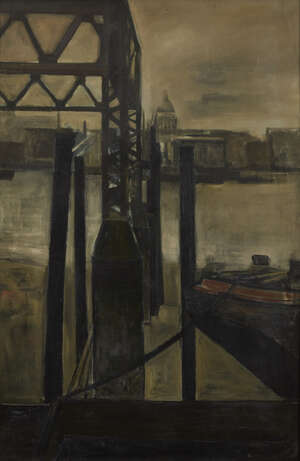 
	
		David Tindle RA,
		British b. 1932-
		 
		St Paul's Cathedral seen from the...