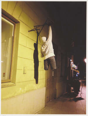 Property of a KAWS collector, 
Mark Jenkins, 
American b.1970- 
Hang on, 2014; 
c-print on...