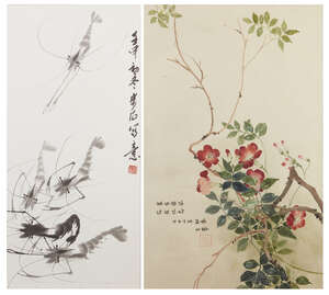 
	
		After Qi Baishi (1864 - 1957), ink on paper, depicting crayfish, signed and with a seal,...