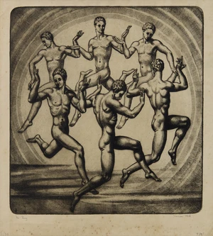 Vernon Hill,&nbsp;British 1887-1972,&nbsp;The Ring, circa 1920;&nbsp;monochrome etching on wove,&nbsp;signed, titled and...