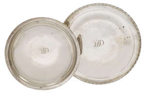 
	
		A Continental silver plate and serving bowl, both stamped sterling and decorated with...
