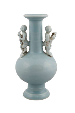 
	
		A rare Chinese monochrome porcelain Liu Hai bottle vase, Yongzheng mark and of the...