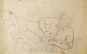 
	
		Marie Vorobieff Marevna, Russian 1892-1984- Women washing clothes (recto), Female figure...
