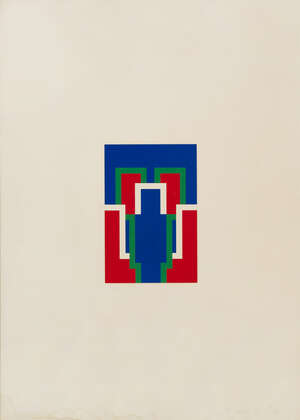 
	
		Robyn Denny,
		British 1930-2014-
		 
		Thomas Suite IV (blue & red), 1975;
		 
		