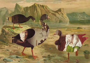 
	
		Jiri Kolar,
		Czech 1914-2002- 
		'Birds for Hans Sachs', 1969-1972;
		intercollage, paper...