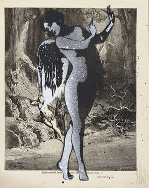 
	
		Eulus,
		British b.1979-
		 
		Saddened, 2015;
		 
		spraypaint in colours on antique...