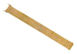 
	
		A 9ct gold textured bracelet, of flexible brick link design, London hallmarks, length...