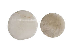 An Egyptian inscribed alabaster lid from a cosmetic vessel for the High Priest Ptahmes, 18th Dynasty circa 1550-1292BC, and another lid disc-shaped, with museu
