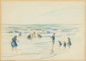 
	
		Frank Emanuel, 
		
		French 1865-1948- 
		 
		 
		Les gens à la plage, 1887;...