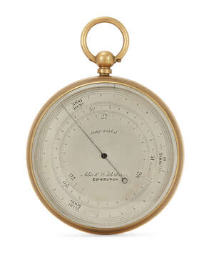 
	
		A late Victorian brass aneroid barometer, by Adie & Wedderburn, Edinburgh, late 19th...