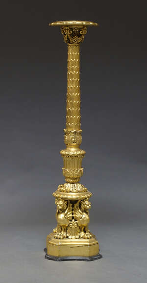
	
		A neoclassical style gilt resin torchere stand, late 20th Century, the top with circular...