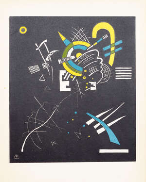 After Wassily Kandinsky, 
		Russian 18661944- 
		 
		Untitled (Small Worlds), 1952;
		 
		lithograph in colours on wove, plate VII from Kleine Welten, s