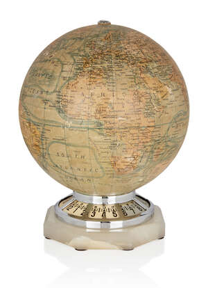 
	
		Jaeger Le-Coultre, 
		 
		8-day Illuminated terrestrial globe table clock, 1930s,
		