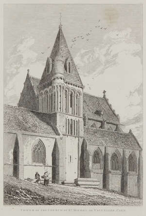 
	
		John Sell Cotman, 
		British 1782-1842- 
		 
		Tower of the Church of St Michel de...
