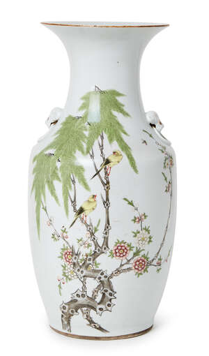 
	
		A Chinese porcelain baluster vase, Republic period, painted in famille rose enamels with...