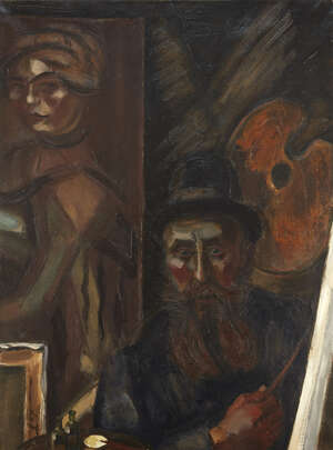 Henri Le Fauconnier,
		French 1881-1946
		 
		Autoportrait;
		 
		oil on canvas, signed lower left, 130 x 97.5cm (unframed)
		 
		Provenance: Collect