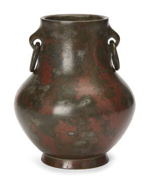 
	
		A Chinese bronze bellied vase, 18th century, of slightly compressed bulbous form...
