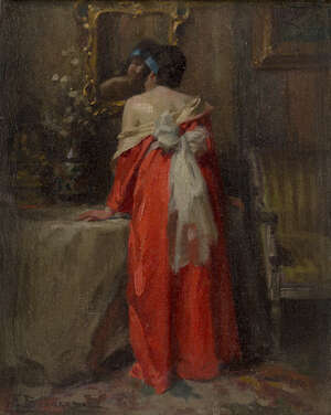 
	
		Alexandre-Francois Bonnardel, 
		French 1867-1942 -  
		Lady in her Boudoir (recto),...