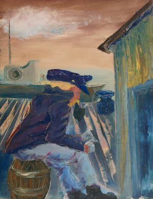 RTO Lucy Harwood,
		British 1893-1972-
		 
		Old Trawler Captain;
		 
		oil on board, inscribed verso, 51x38cm (unframed)(ARR)