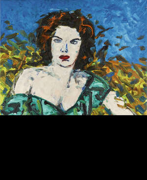 Friedemann Hahn, 
German b.1949- 
 
'Jane Russell in The Outlaw', 1984; 
oil on canvas, signed and...