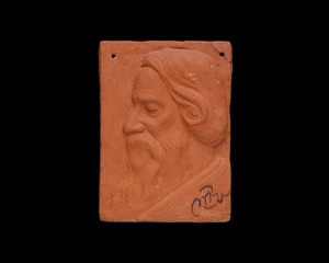 Somnath Hore (Indian 1921-2006),Portrait of Rabindranath Tagore,
Unglazed clay, signed lower...