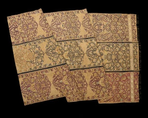 A silk embroidered textile panel,&nbsp;Algeria, North Africa, 19th century,&nbsp;
Composed of three...