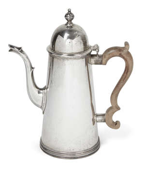
	
		A silver coffee pot, London, c.1982, Solomon Joel Phillips, of straight, tapering form...