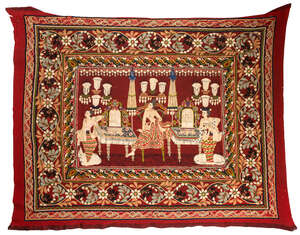 A rare Burmese embroidered textile panel (kalaga), Myanmar, (Burma), 19th century, cotton, wool...