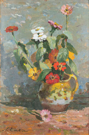 
	
		Nicu Enea,
		Romanian 1897-1960 - 
		&nbsp;
		Flowers in a Jug; 
		&nbsp;
		oil on board,...