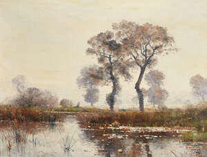 
	
		Louis Aimé Japy, 
		French 18401916;
		 
		L'etang de Lapra en Septembre, St....