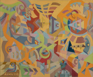 Victor Demin, Ukrainian b.1960-
Attractive Space, 2022;
oil on canvas, signed and dated lower left...
