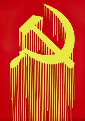 
	
		Zevs, 
		French b.1977- 
		 
		Liquidated Hammer and Sickle, 2011; 
		 
		screenprint in...
