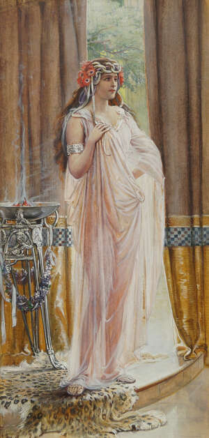 
	
		 
		William John Charles Pitcher, British, 1858-1925,  a costume design for Medusa, 25 x...
