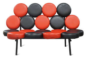 
	
		After George Nelson,'Marshmallow' style sofa, late 20th century, leather, lacquered...