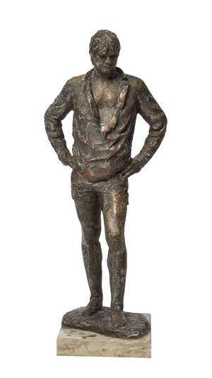RTO John Bonar Dunlop ARBS,
		New Zealander/British 1916-1992-
		 
		No. 5, Standing rugby player;
		 
		 resin on marble base, signed to base, 40x16x14