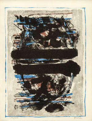 
	
		John Levee, 
		American 1924-2017-
		 
		Untitled;
		 
		lithograph in colours on...