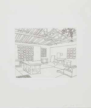 Jonas Wood,American b.1977-Bball Studio, 2019;etching on wove, signed, dated and numbered 160/200 in...