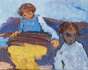 
	
		Moshe Mokady, 
		Israeli/Polish 1902-1975 - 
		 
		Portrait of two children; 
		 
		