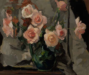 
	
		Gerald Vivian Davis, 
		American 1899-1987 - 
		&nbsp;
		Pink roses; 
		&nbsp;
		oil and conte...