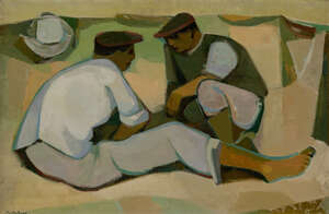 
	
		Morris Kestelman RA, 
		British 1905-1998 - 
		Blanes Fishermen, 1956; 
		oil on canvas,...