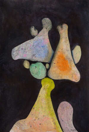 
	
		Desmond Morris, 
		British b.1928 - 
		 
		Proud Figure; 
		 
		oil, inks and...