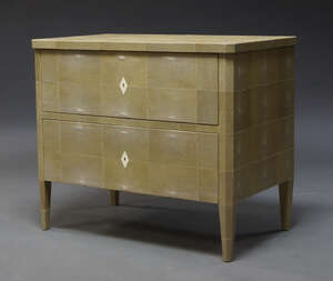 
	
		A modern shagreen chest of drawers, of recent manufacture, the rectangular top above two...