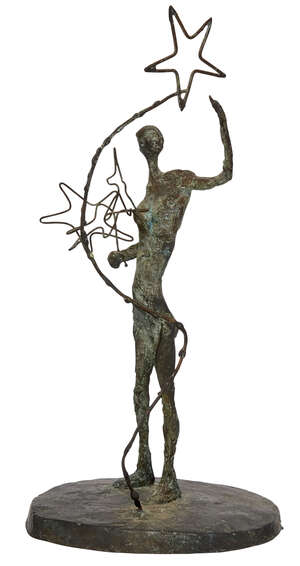 
	
		Frédérique Edy, 
		Belgian b.1967- 
		Femme debout aux etoiles filantes; 
		bronze,...